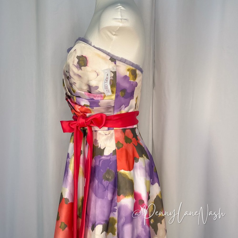NWT Sheri Lee Juniors Watercolor Floral Strapless Dress - Picture 6 of 9